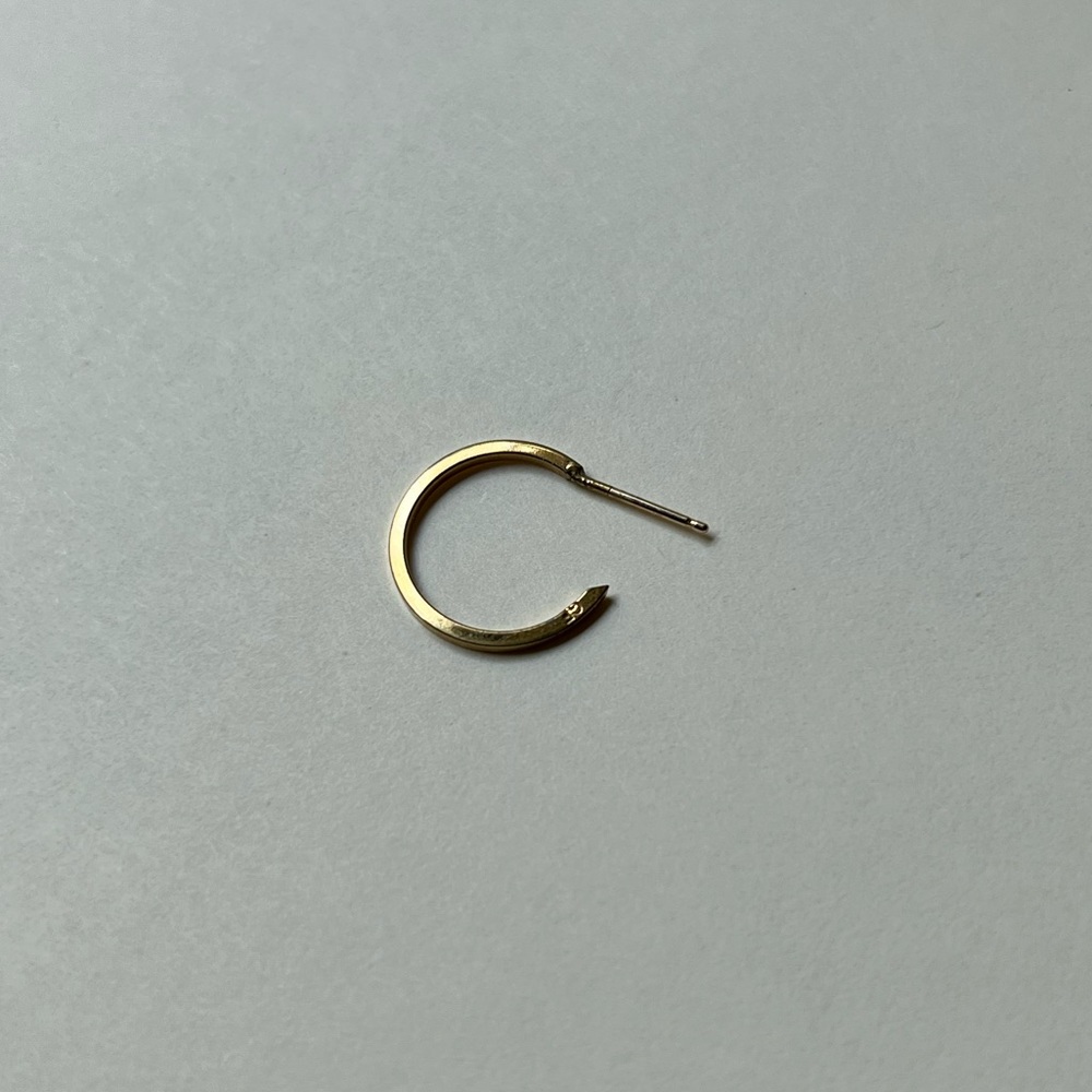 Vintage 14K Gold Filled Hoop Earring, Half Hoop on Post Pushback, Multi Piercing